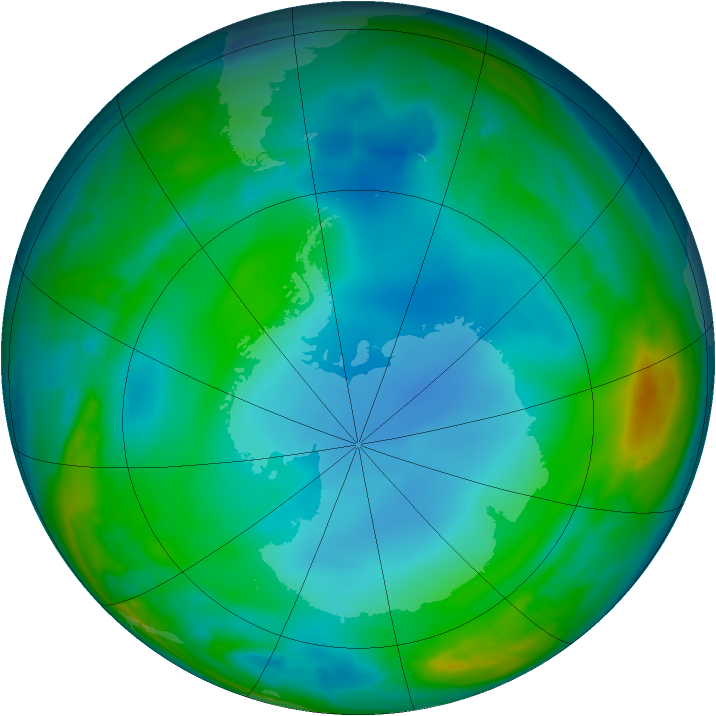 Antarctic ozone map for 20 June 2014